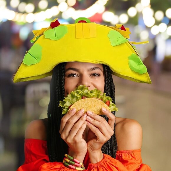 Taco Hat and Headband Set Plush Food Costume Party Accessory for Adults main image 8